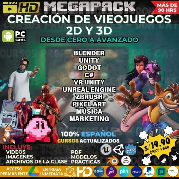 MEGAPACK CREACIÓN DE VIDEOJUEGOS 2D Y 3D